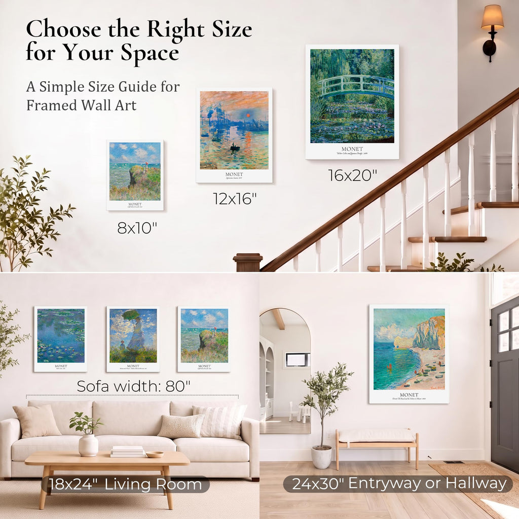 Gallery Wrapped Canvas Art, Water Lilies and Japanese Bridge, 16x20IN