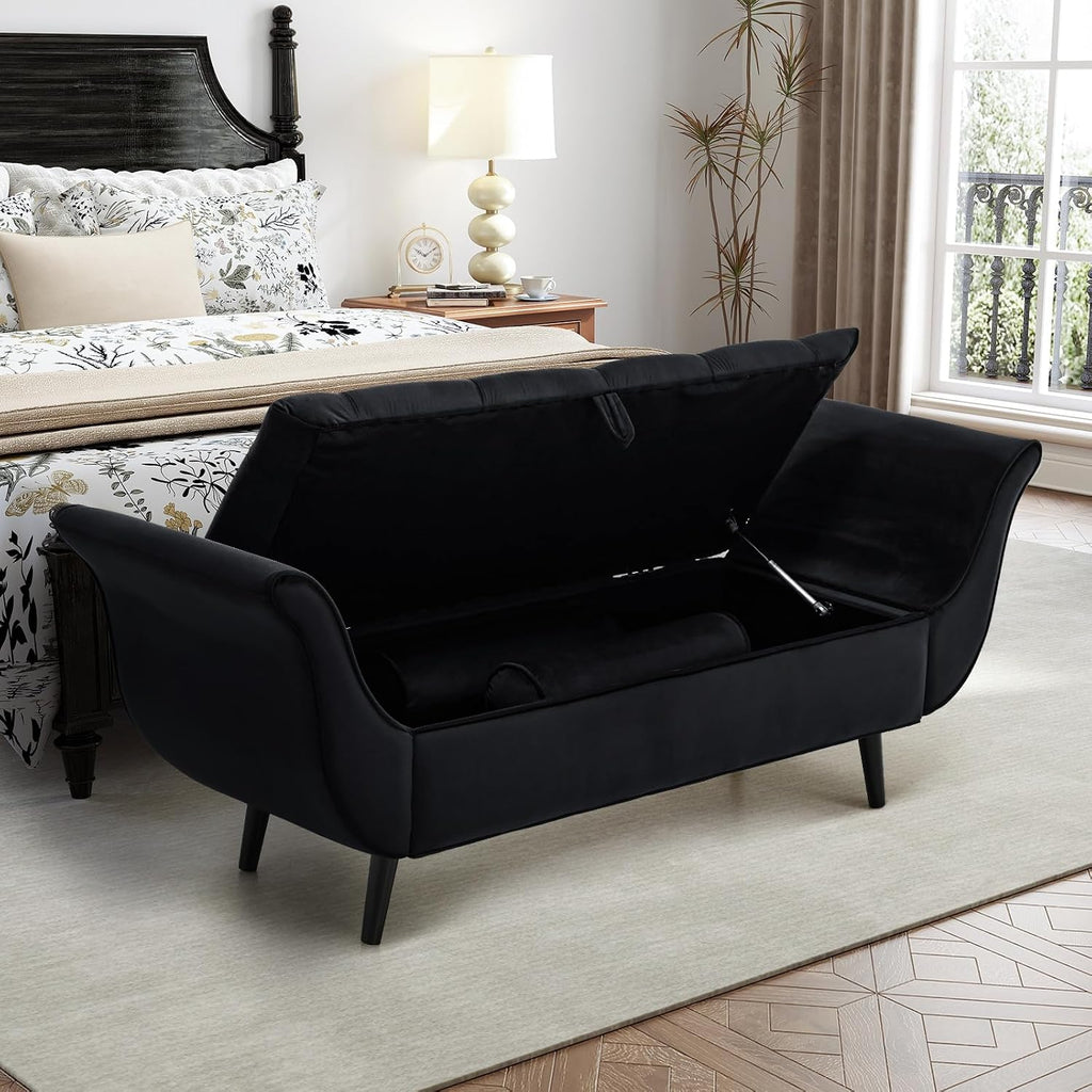 Storage Bench , 65" End of Bed Bench King Size, Comfy Velvet Tufted Upholstered Window Bench Indoor, Foot of Bed