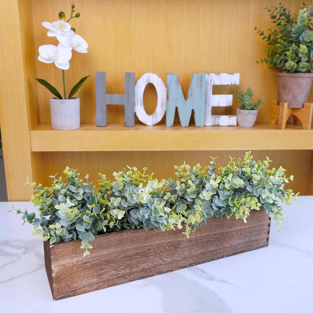 Winlyn Rustic Wooden Planter Box 17.3" L x 3.9" W x 3.9" H Brown Rectangular Planter Decorative Wood Box with