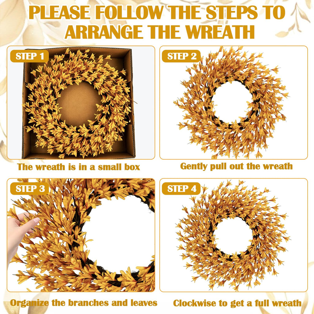26 Inch Large Golden Yellow Fall Wreaths for Front Door, Fall Door Wreath