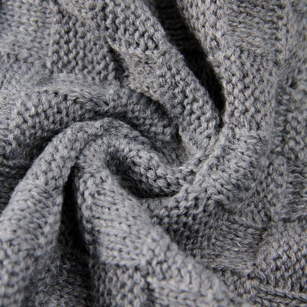 Knit Baby Blanket for Girls Boys - Grey, 30x40 Inch