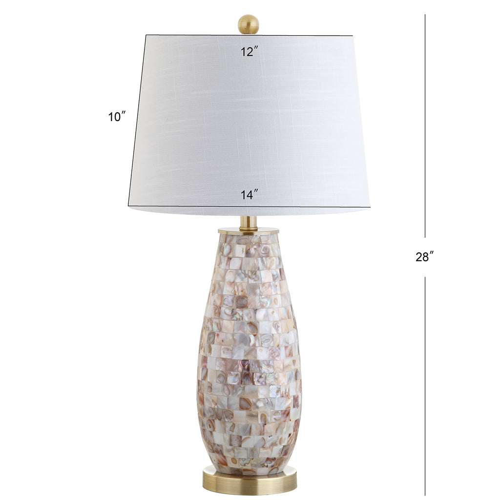 Jocelyn 28" Mosaic Seashell Table Lamp, Natural/Brass Gold