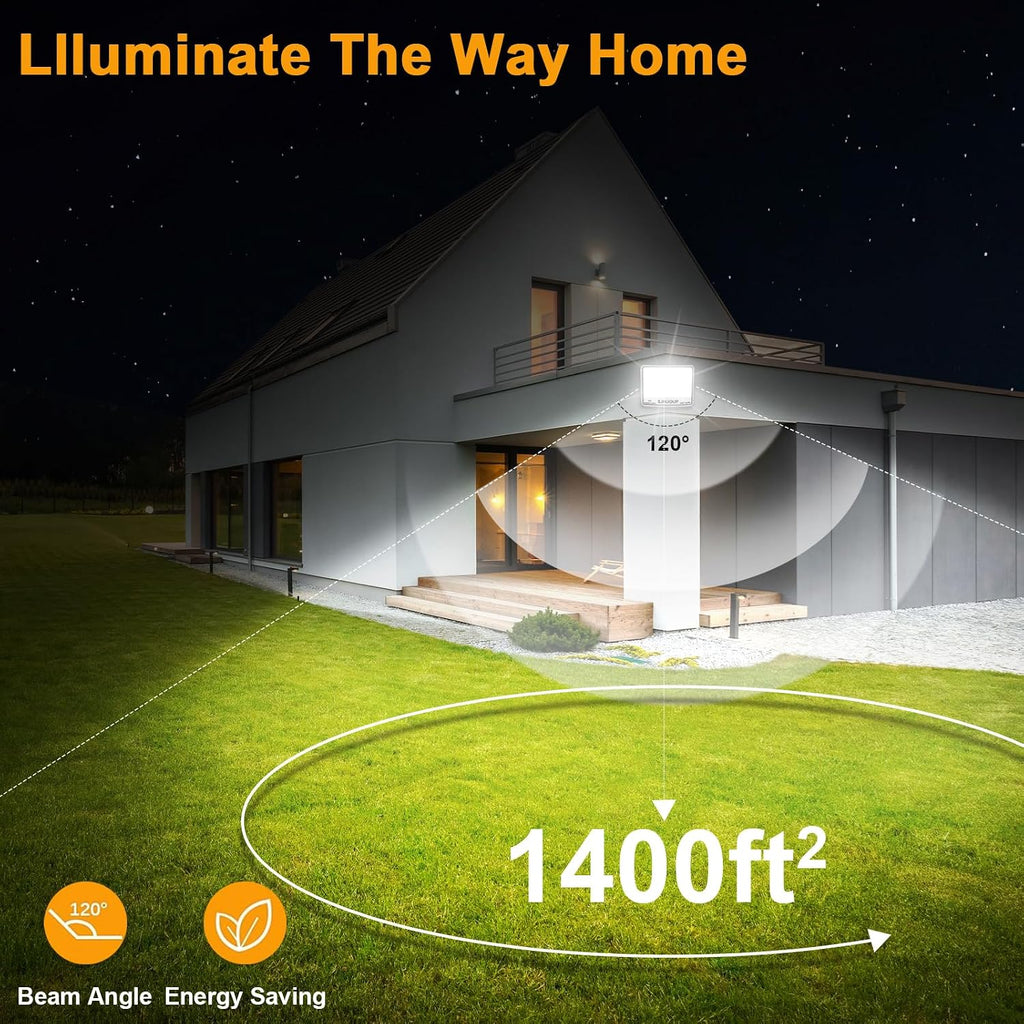 100W Flood Lights Outdoor, 11000LM Super Bright Flood Light Outdoor, LED Flood Lights with Plug,IP67 Waterproof,6500K