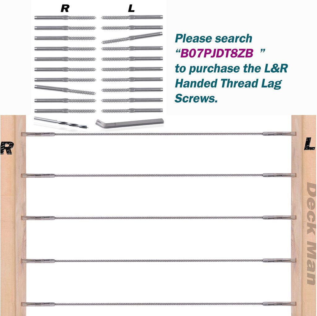 2-Pack Cable Railing Post 36inch Stainless Steel Pre-drilled Intermediate Post/Studdle Pickets for 1/8" Deck Cable