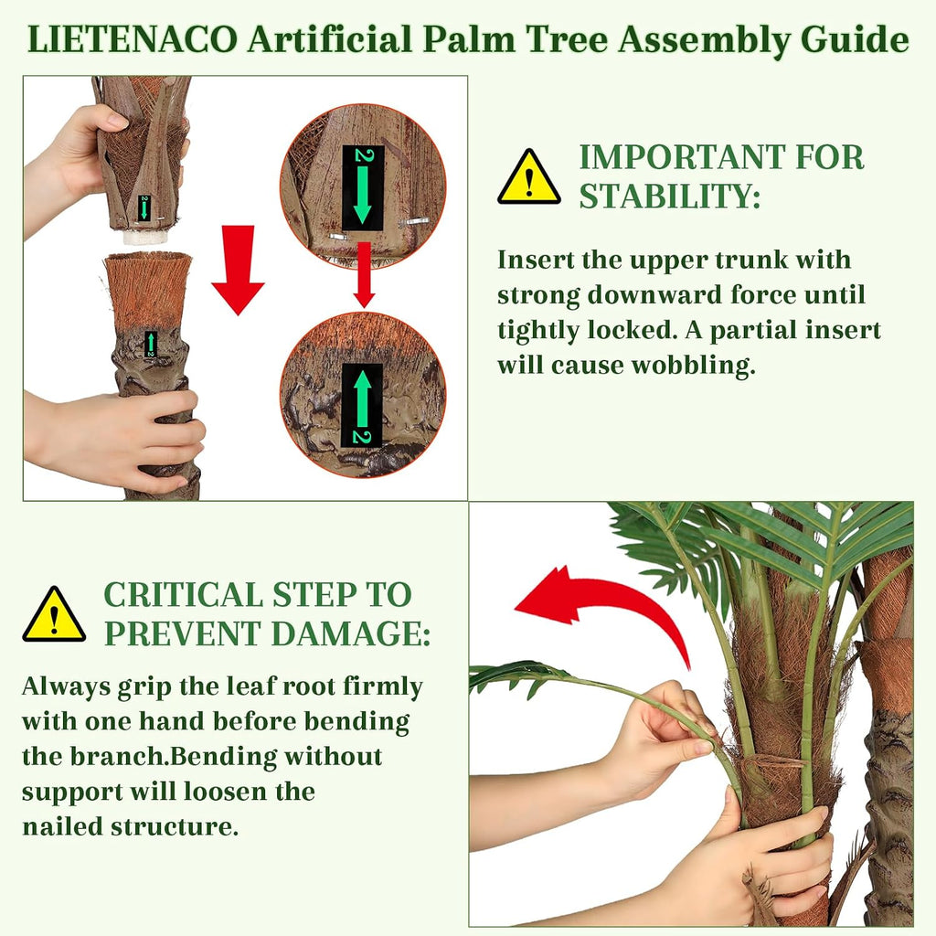 8FT Artificial Palm Tree Indoor & Outdoor, Tall UV-Resistant Faux Palm Tree