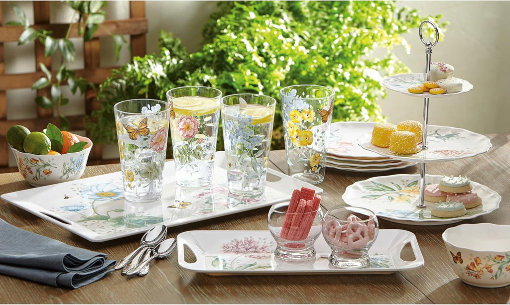 866239 Butterfly Meadow Acrylic 4-Piece Highball Set, 20 oz, Acrylic NOT GLASS