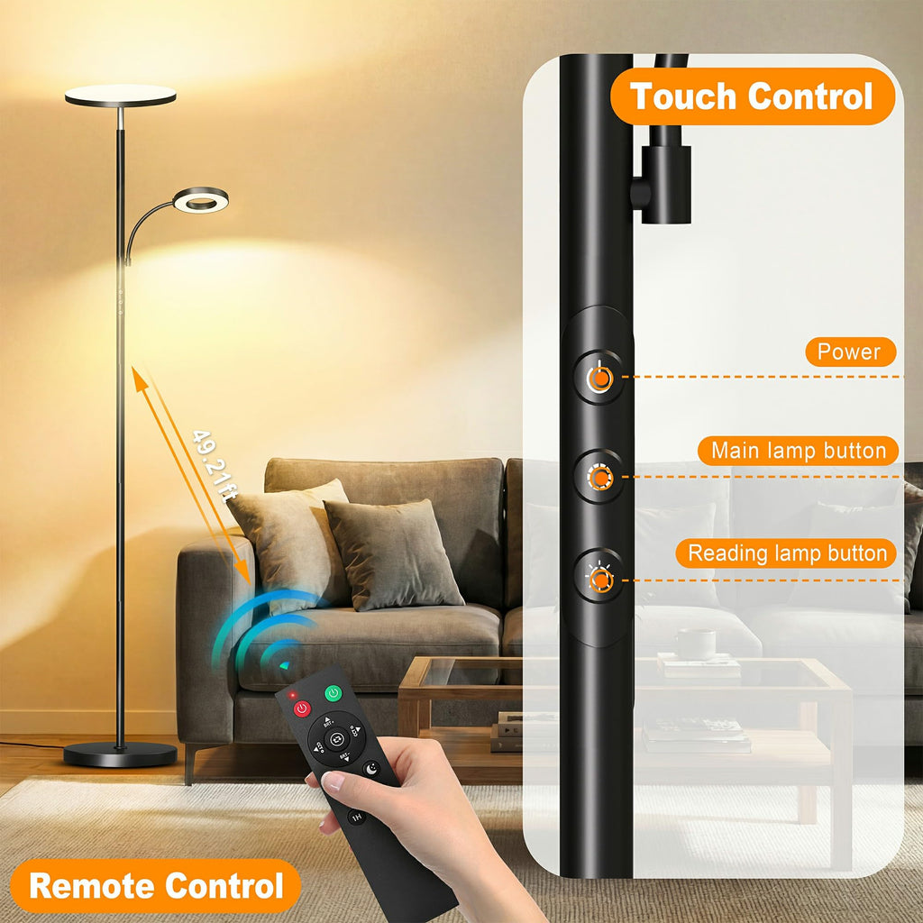 Floor Lamp, Upgraded 42W 4000LM Super Bright LED Floor Lamp Bedroom, Dimmable Standing Reading Floor Lamps