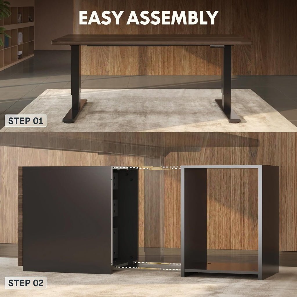 55" Executive Standing Desk with Drawers & CPU Cabinet | Dual Motor & 222 LBS, Spacious 1" Thick Desktop, Ideal and