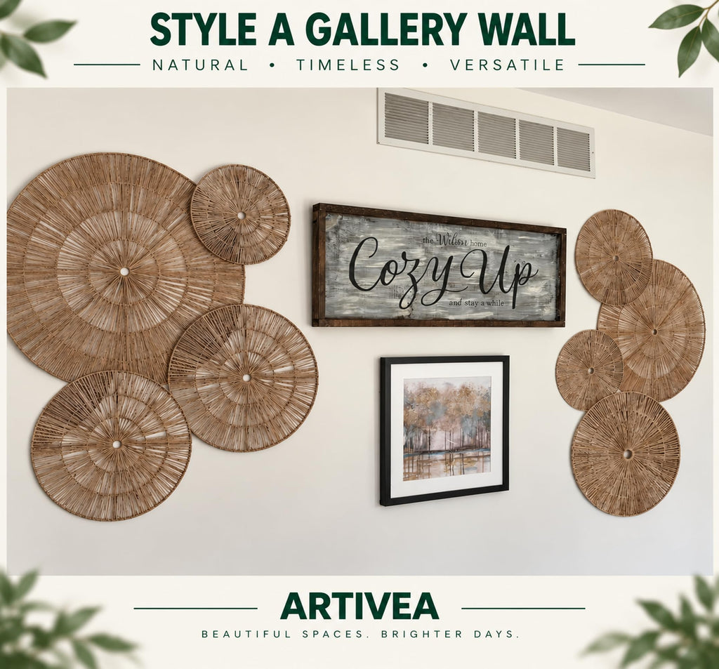 Extra Large 21 Inch boho woven basket wall decor set of 8 | hanging woven boho wall baskets decor set (21, 19, 15