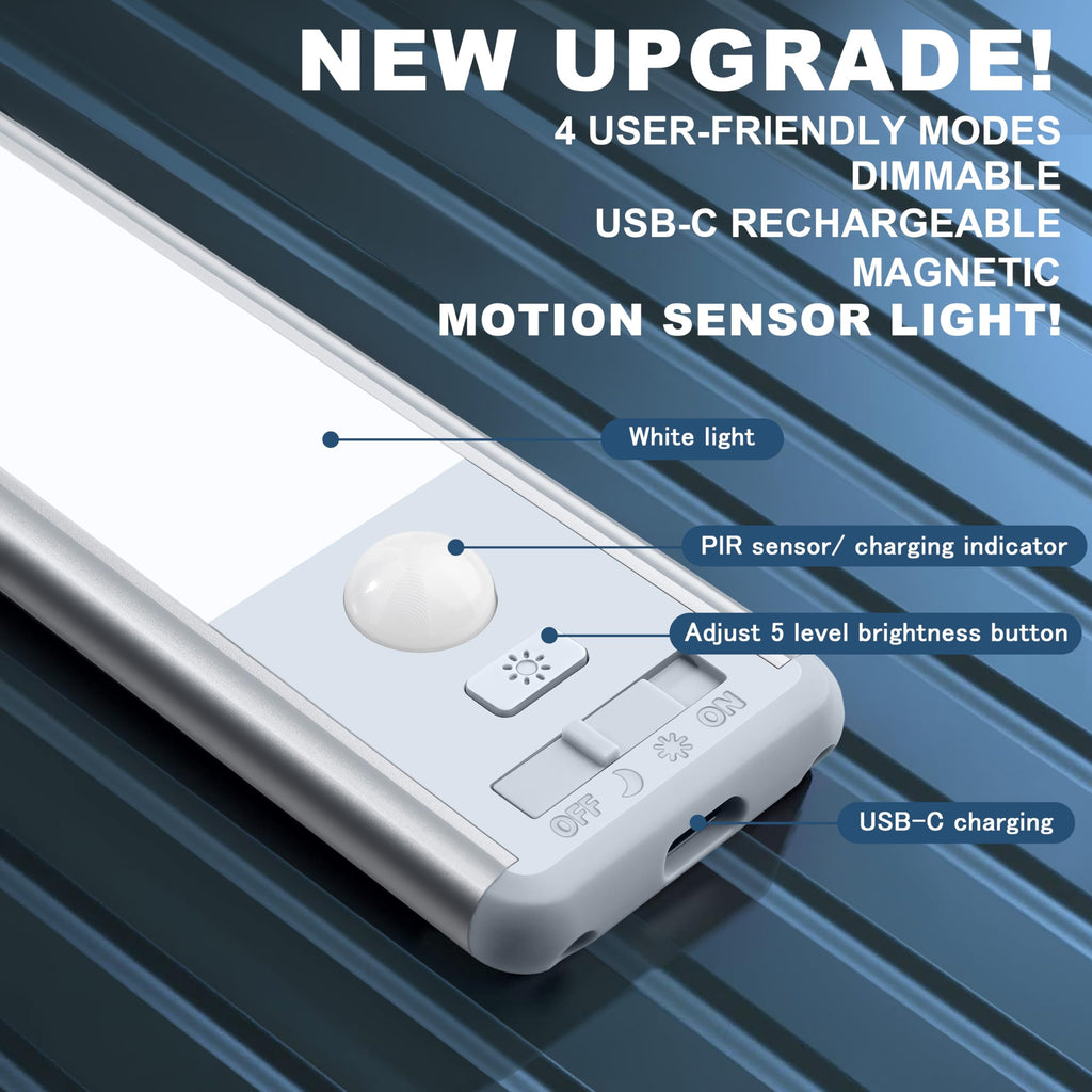 Under Cabinet Lighting, 40 LED Motion Sensor Light Indoor Rechargeable, 1800mAh Closet Lights Battery Operated