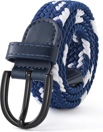 Young Boys Girls | Braided Stretch Elastic Belt | Pin Prong Buckle | Loop End Tip