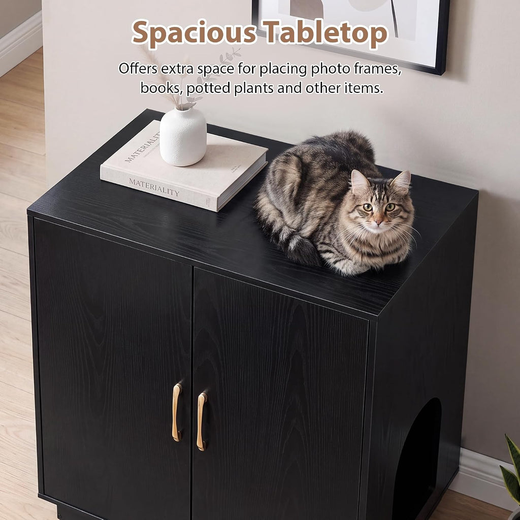 30.9'' Litter Box Enclosure Furniture- Hidden Storage