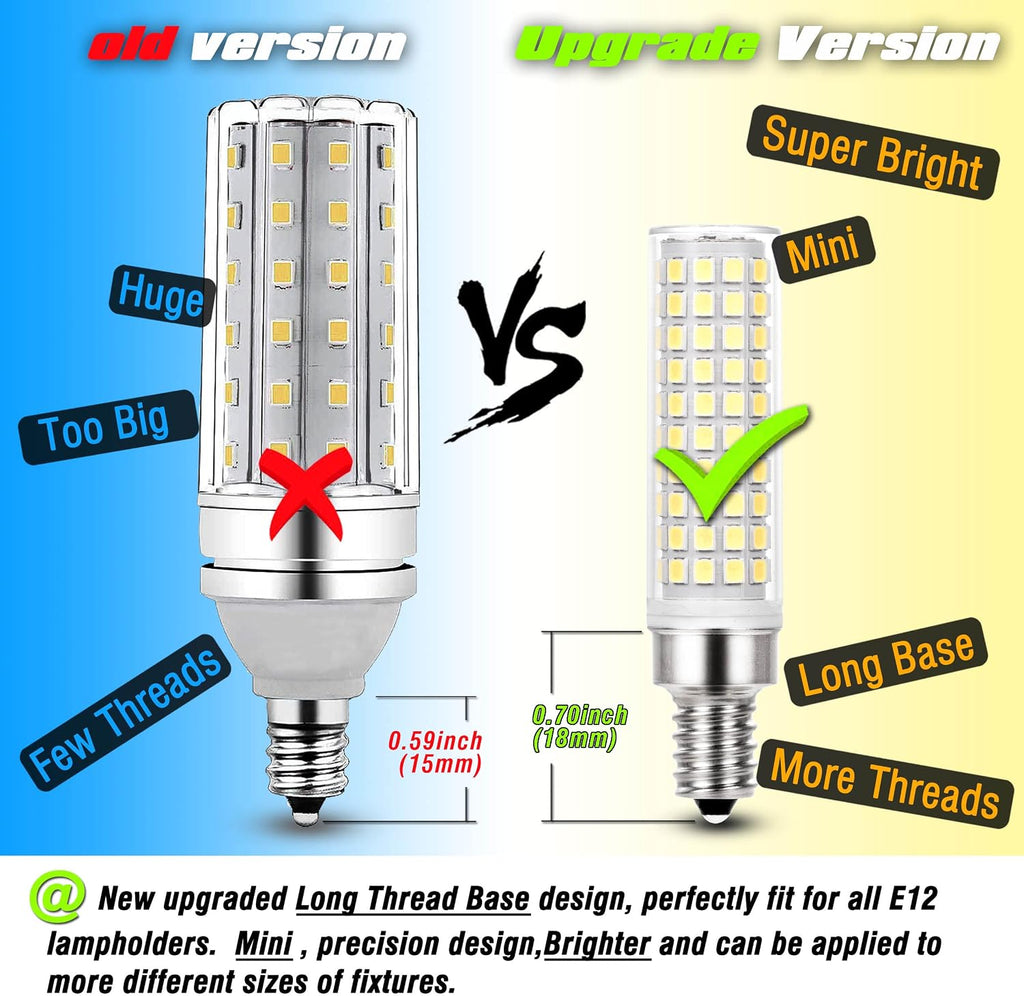 E12 C7 10W 6000K LED Candelabra Bulbs 100w Equivalent, 5Pack