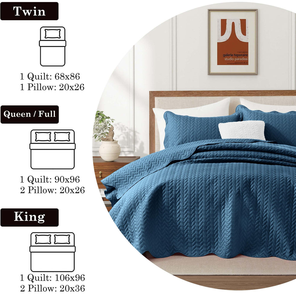 Quilt Sets Washed Blue, 3 Pieces