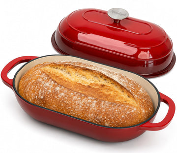Enameled Cast Iron Bread Oven, Oval Sourdough Dutch Oven & Lid