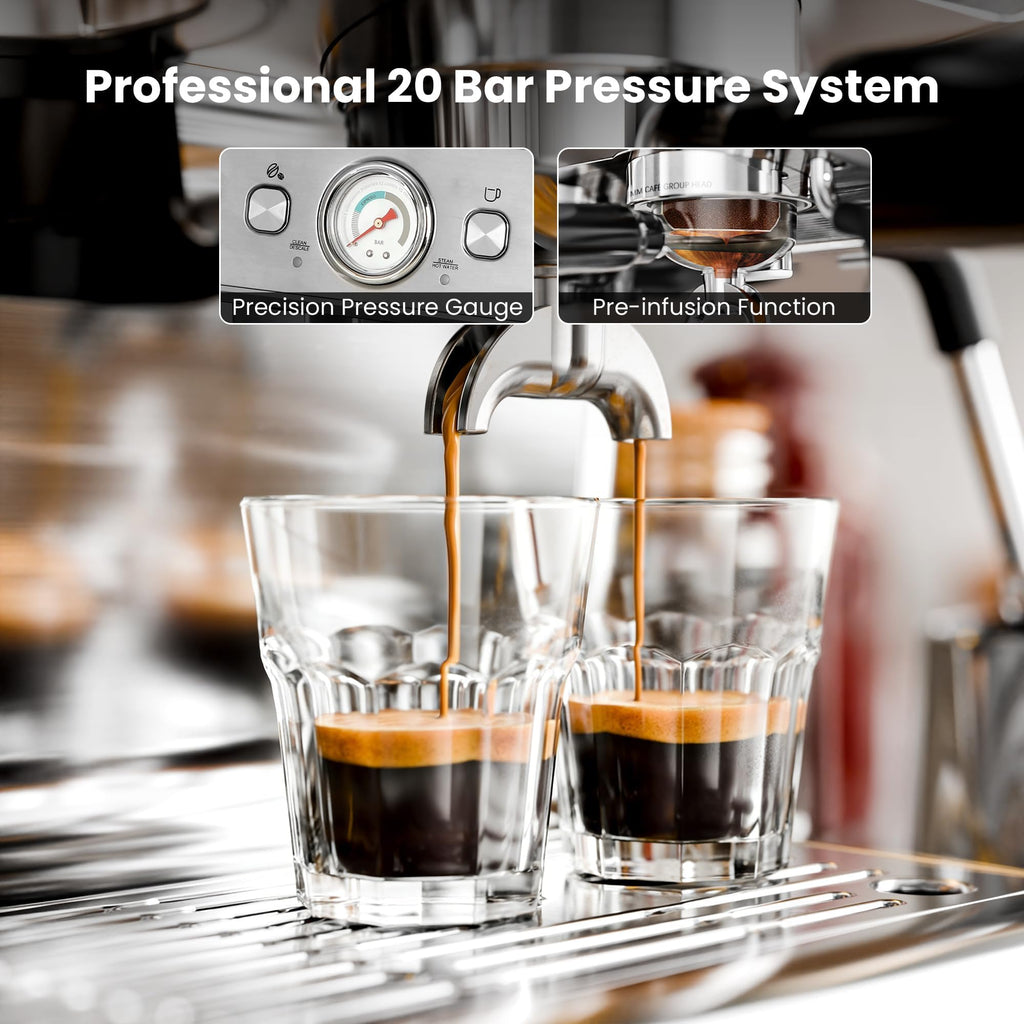 Espresso Machine with Grinder & Milk Frother, 20 Bar, PID control