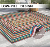 Multicolor Washable Outdoor Rug 8' x 10', Colorful, Stain Resistant, Easy Clean, Waterproof, Durable
