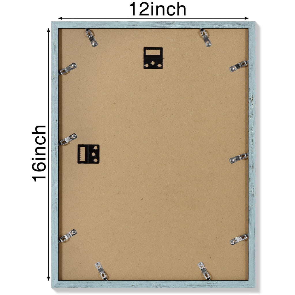 12x16 Picture Frame, Matted for 11x14 Photos, Rustic Blue