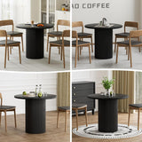 Round Dining Table, 34.3" Modern Wood Kitchen Table for 2 to 4, Pedestal Circle Dining Tables, Fluted Dining Table