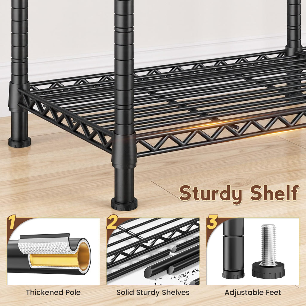 Clothes Rack, Heavy Duty Portable Closet with Cover, 3 Rods, 800LBS