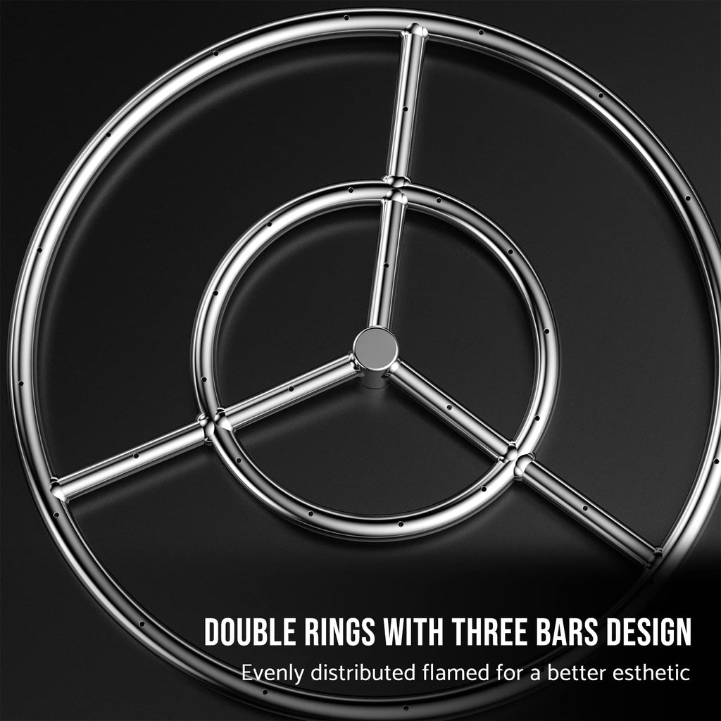 18-Inch Round Fire Pit Burner Ring, 304 Stainless Steel