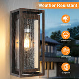 15" Large Outdoor Light Fixture Wall Mount, Distressed Brown Outdoor Sconce Lights, Modern Waterproof Exterior Porch Lights with Clear Glass Shade for Front Door, Garage, 1 Pack A123-B0D9VRX2HK