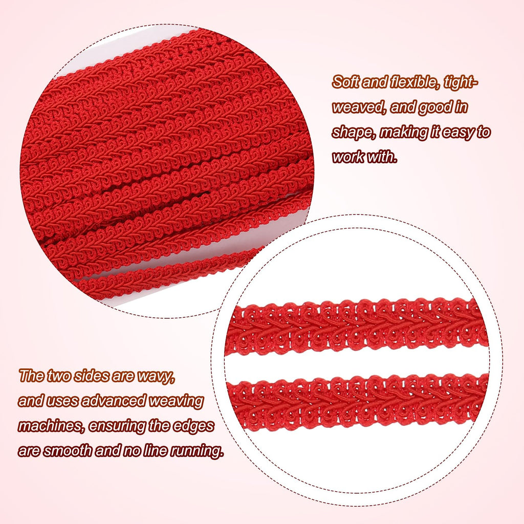 1/2" x 13 Yards Gimp Braid Trim Woven Fabric Ribbon Polyester Red