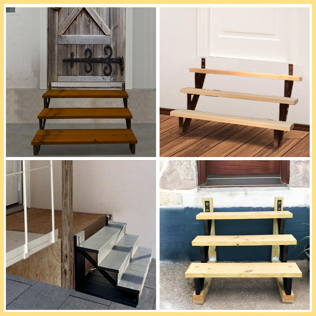 3 Step Metal Stair Step Steel Riser Stringers for 27.1" Height Deck, 2Packs