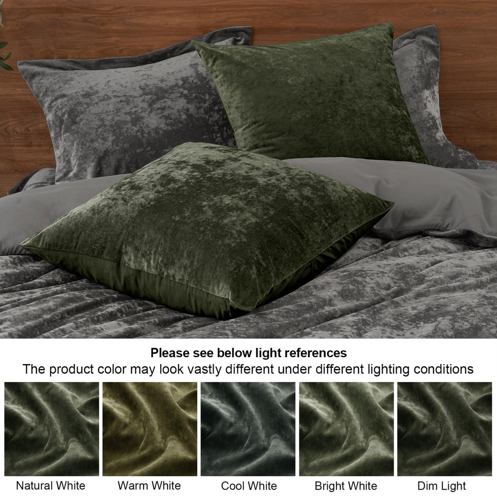 Truly Velvet Euro Shams 26" x 26", Smokey Olive, No Insert, 2 Pack