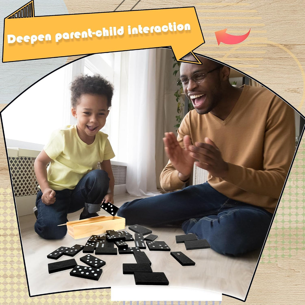 Mini Wooden Dominoes Set Double 6 Dominoes Wood Classic Board Games Bulk for Adults Kids with Brown Wood Case - Set of 30
