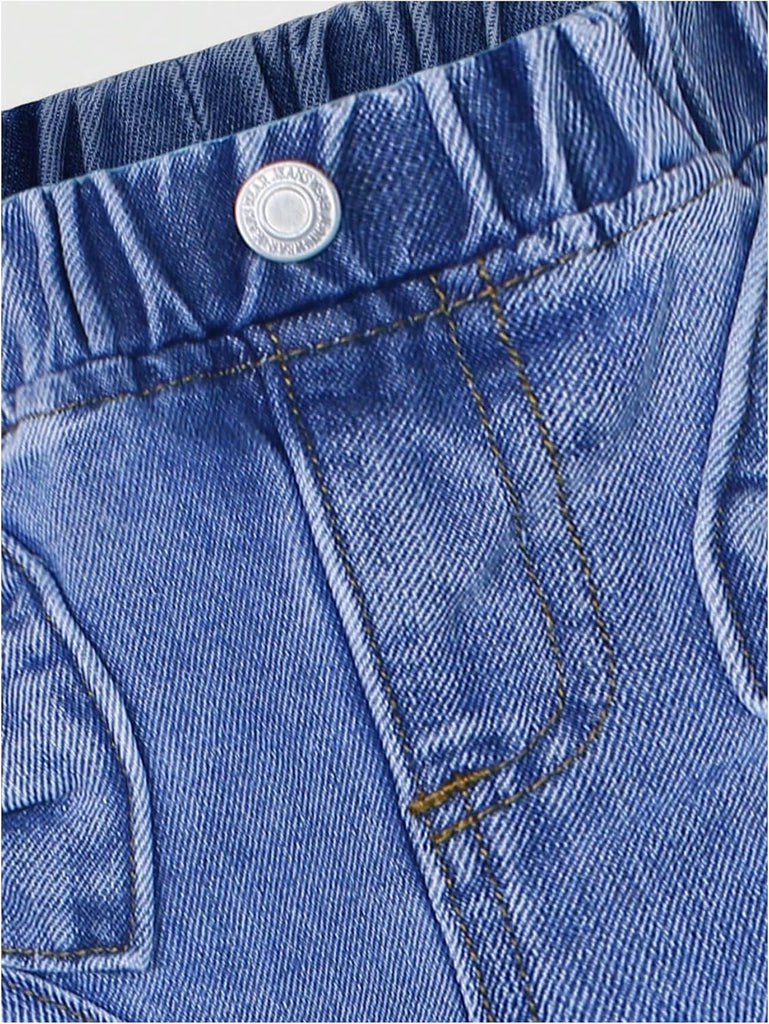 Toddler Girl's Bow Wide Leg Jeans Elastic High Waisted Denim Pants