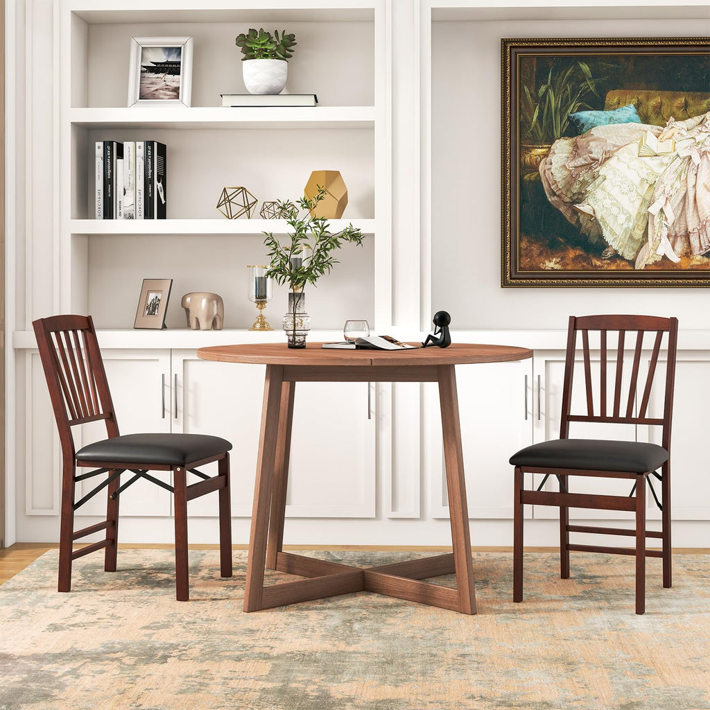 Folding Dining Chairs Set of 4, Foldable Chairs with Padded Seat & High Backrest, Wooden Dining Chairs, 4 Pack Side