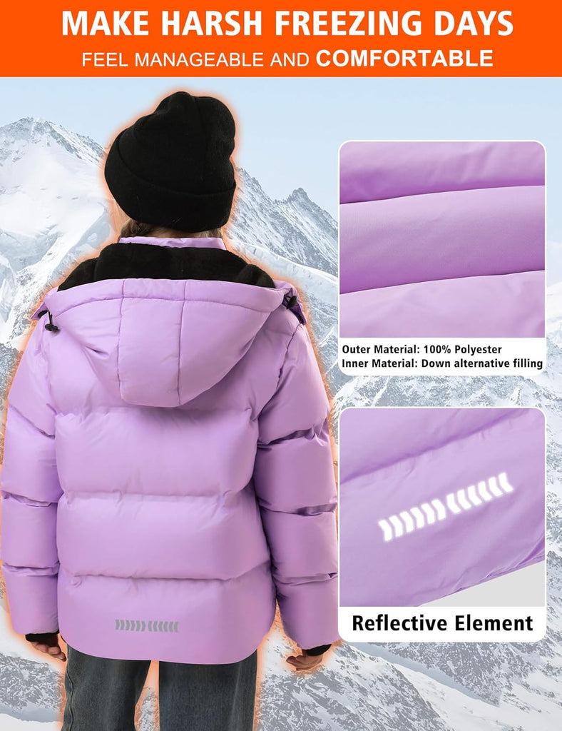 Boys' Winter Coat Kids Puffer Winter Jacket Thick Fleece Lined Warm Hooded Outerwear Coats for Boys Girls
