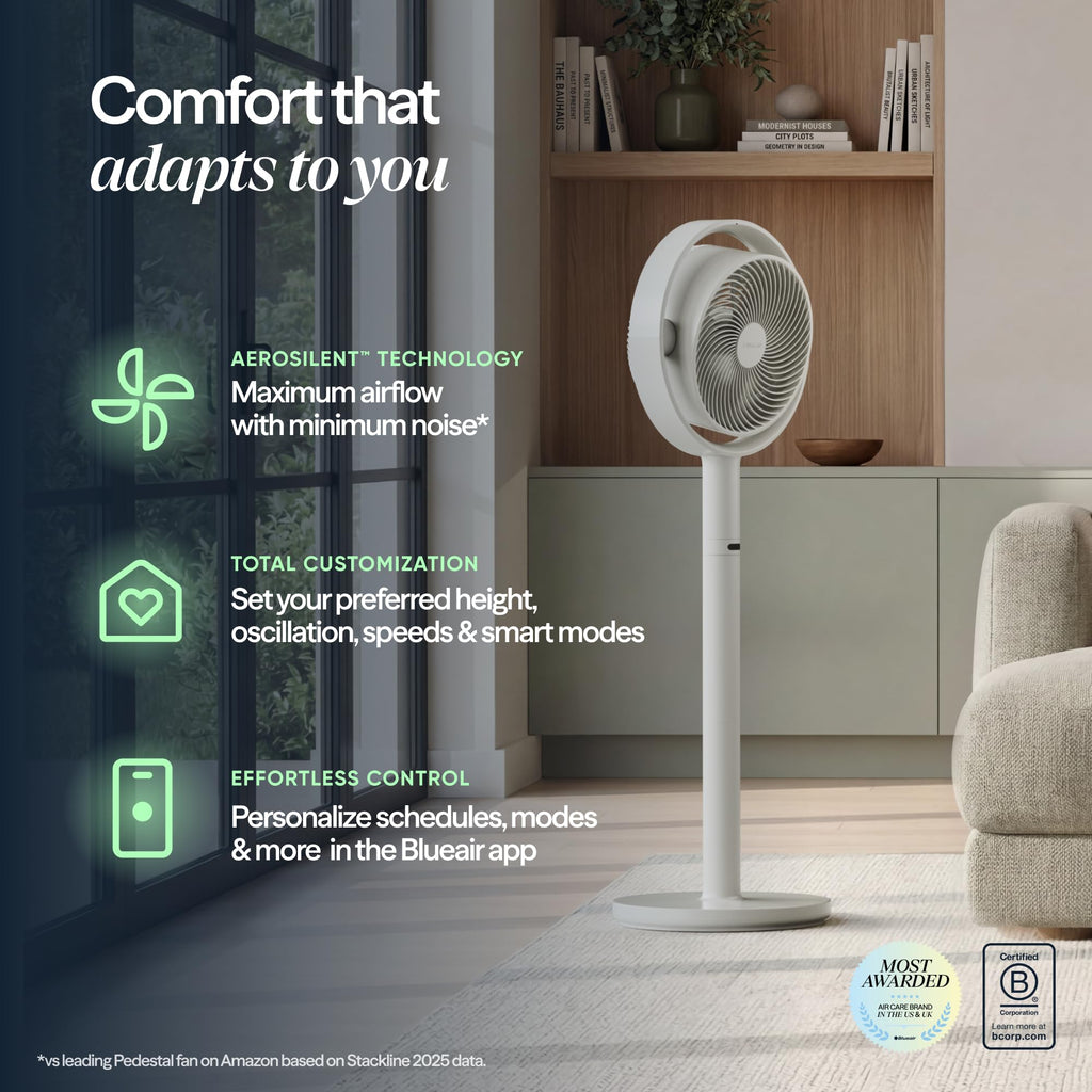 Quiet Oscillating Pedestal Fan , Cloud Linen