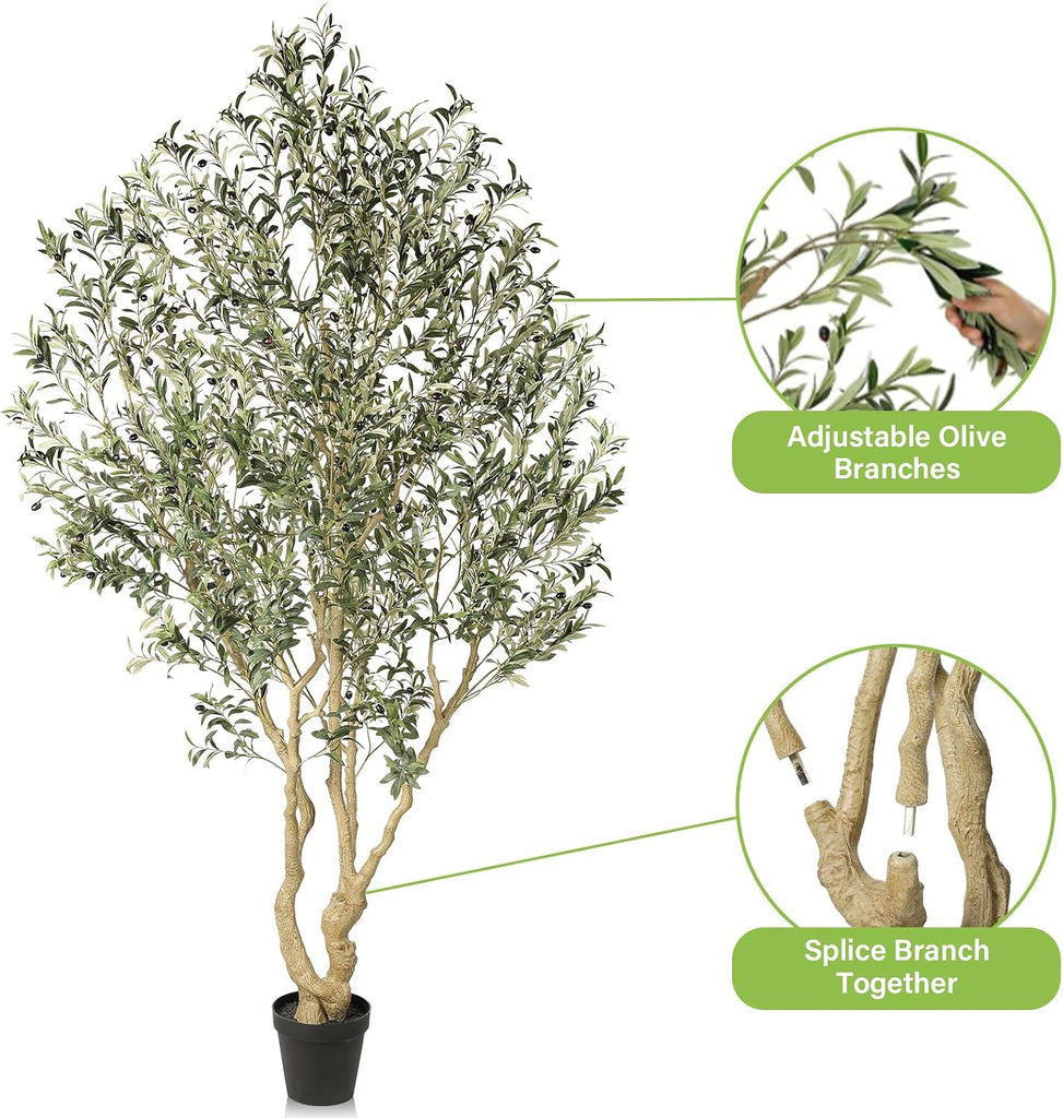 Large Artificial Olive Tree 8ft with Thick Trunk & Realistic Leaves