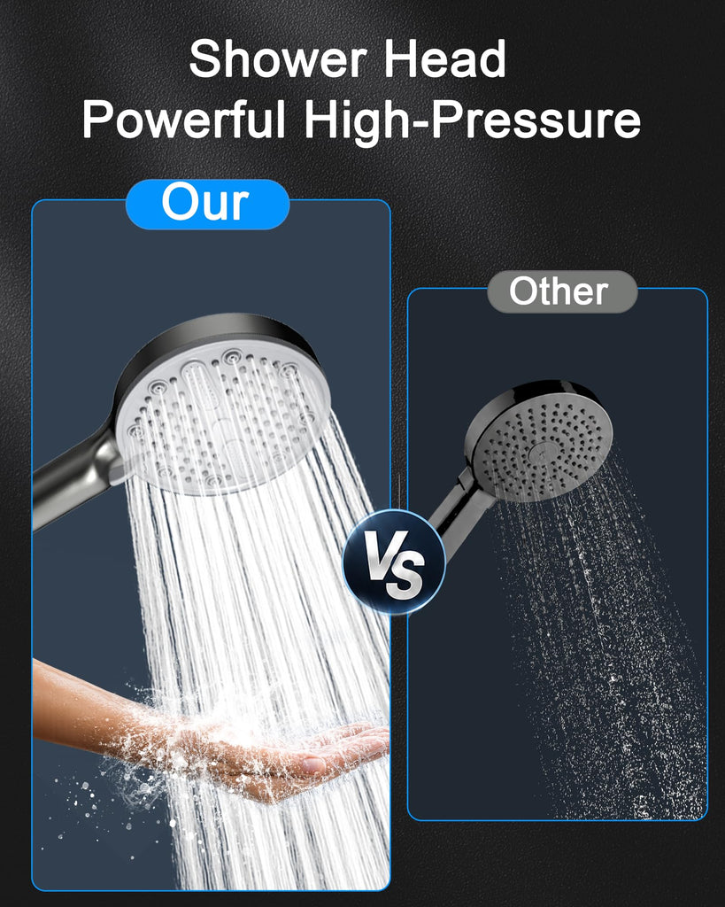 High Pressure Shower Head, Stick-on Low Mount Wall Bracket, Grey