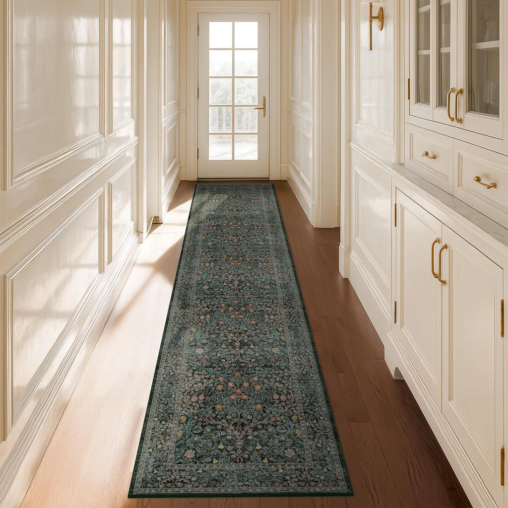 Vintage Washable 2x10 Runner Rug Non Slip for Hallway, Kitchen, Entryway, 10ft Stain Resistant Extra