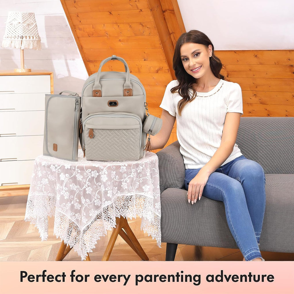 Leather Diaper Bag Backpack with Portable Changing Pad,Baby Bags