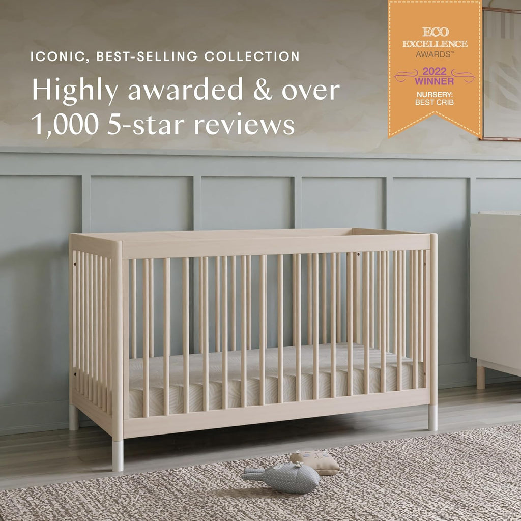Gelato 4-in-1 Baby Crib, Washed Natural & White | GREENGUARD Gold Certified Convertible Crib - Converts to Toddler