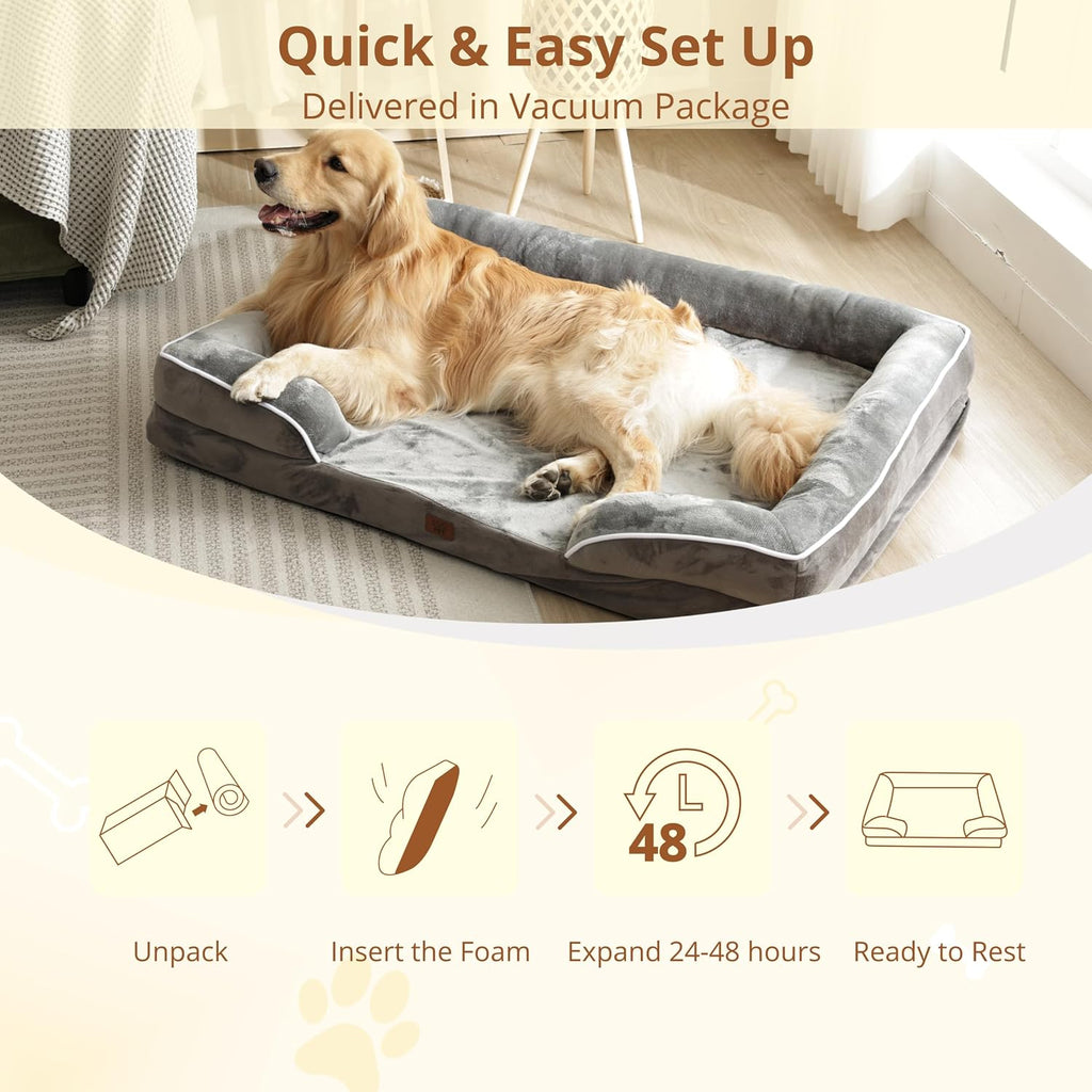 Orthopedic Large Dog Bed, Waterproof Washable L Pet Bed