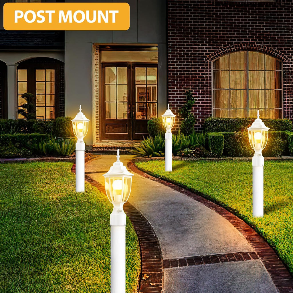 Dusk to Dawn Outdoor Post Lights, Waterproof Aluminum White Lamp Post Light Fixture
