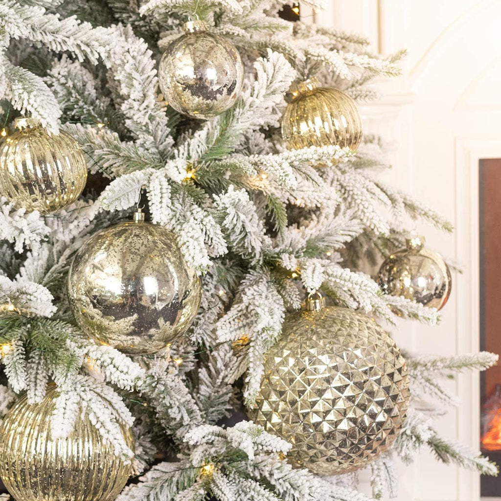 Christmas Ball Ornaments Champagne 6-Inch Set of 4 Extra Large Hanging Tree Ball Ornament Decorations Super Large
