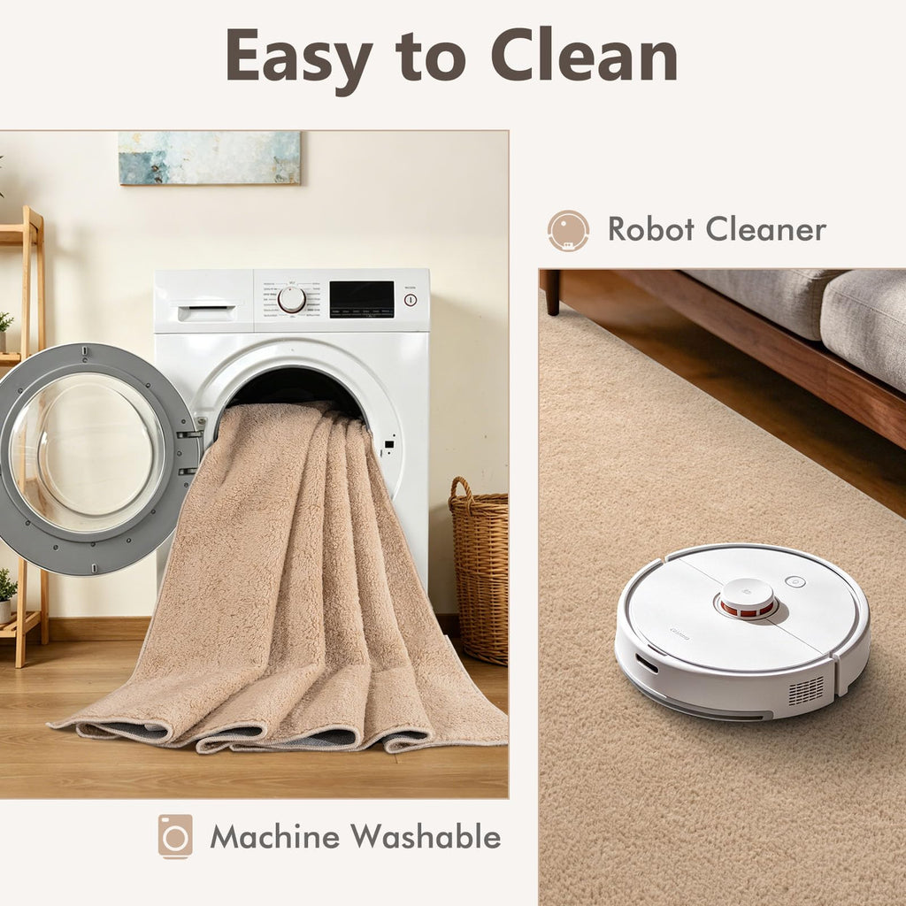 2x8 Beige Solid Runner Rug Washable Non-Slip Hallway Bathroom