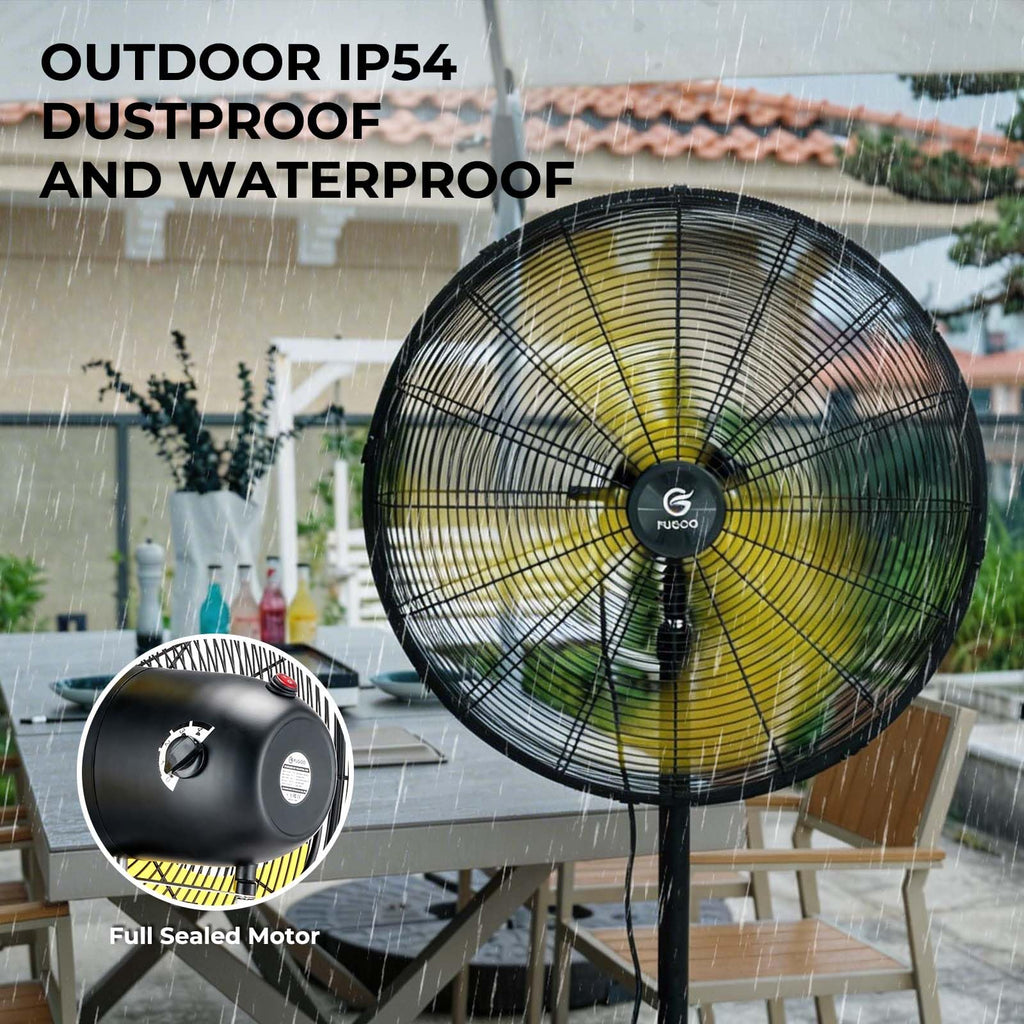 High-Velocity Quiet Outdoor Pedestal Fan with Remote, 20"-5000 CFM, Brushless DC Motor, Oscillating, Waterproof, 50%