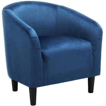 Small 25.5in Wide Velvet Barrel Accent Chair Bedroom, Pagoda Blue