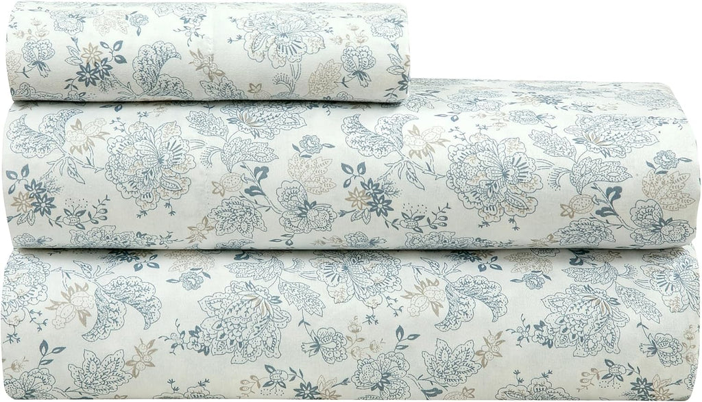 300 Thread Count 100% Long Staple Combed Cotton Sheet Set - 4 Piece Queen Bed Sheets - 1 Fitted, 1 Flat & 2 Pillow