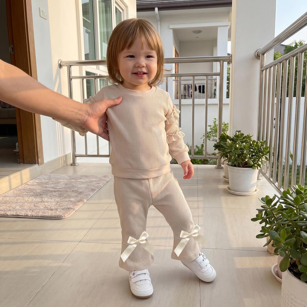 Toddler Girl Clothes Floral Sweatshirt Flare Pants Set