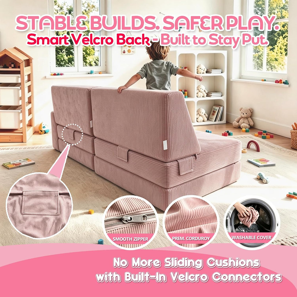 Piece Modular Kids Play Couch - Soft & Durable Toddler Couch with CertiPUR US Foam, Washable Covers - Playroom