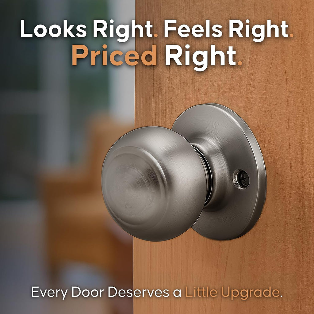 Colonial Passage Interior Door Knob - ANSI Grade-3 Certified, Modern Heavy Duty Handle, Easy Install and Reversible