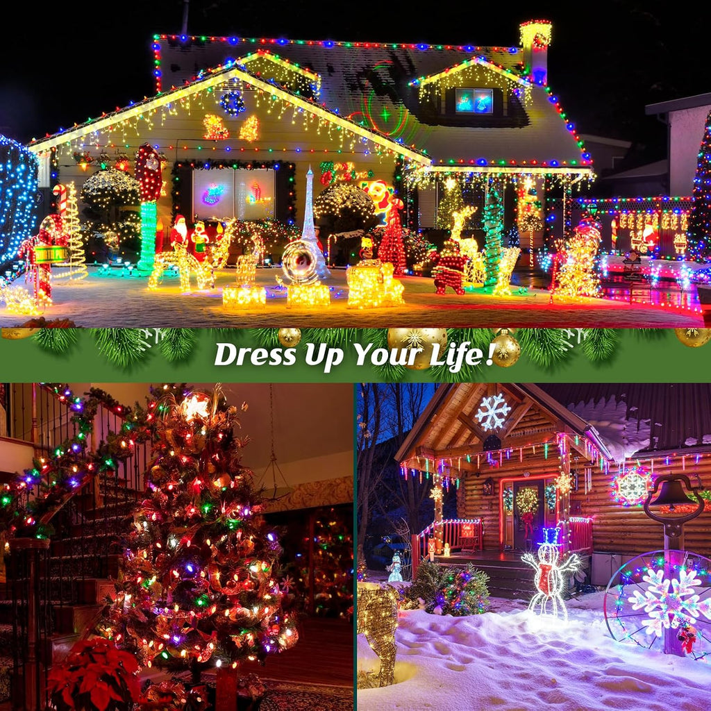 Commercial 500 FT C9 Christmas LED Lights String Outdoor, E17 Christmas Light Sockets Set Spool, C9 Sockets Patio